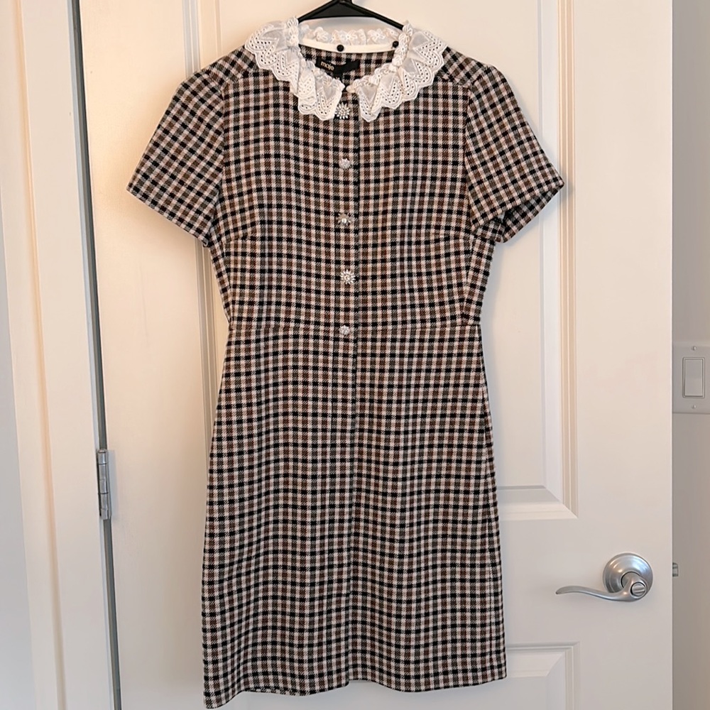 Maje Brown Plaid Dress